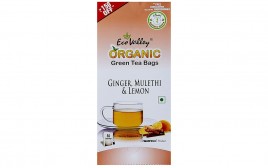 Eco Valley Ginger, Mulethi & Lemon Organic Green Tea Bags  Box  50 pcs